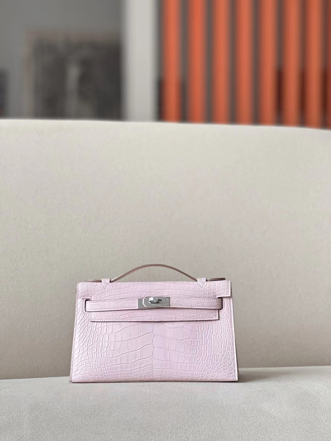 Hermes Kelly 22cm Mauve Sylvestre Mini Pochette Swift RGHW - Lilac